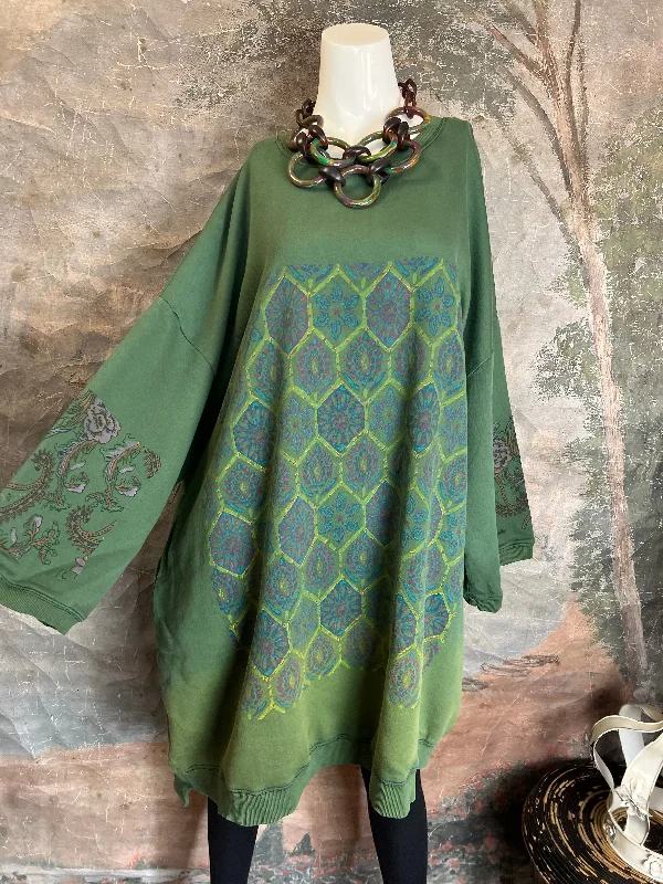 TBG003 It's a vibe sweatshirt dress-Green