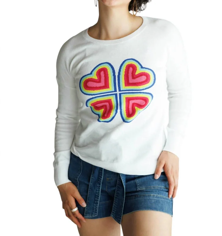 4 Hearts Crew Sweater In White