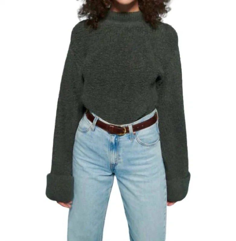 Briar Cuffed Funnel Neck Sweater In Stoned Moss