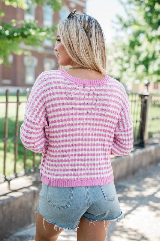 Midnight Dreams Pink Striped Sweater