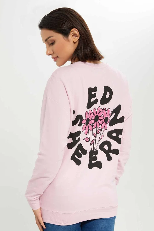 Women Pink Ed Sherran Printed Sweatshirt