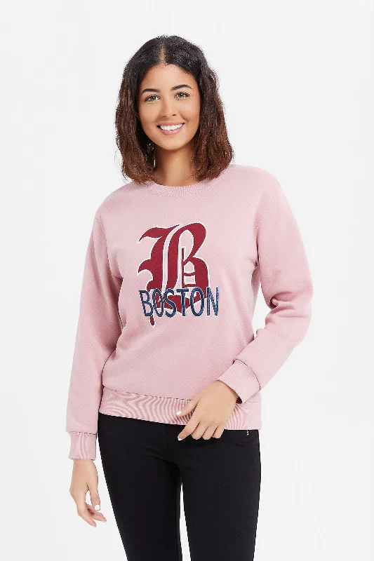 Women Pink Boston Sweatshirt