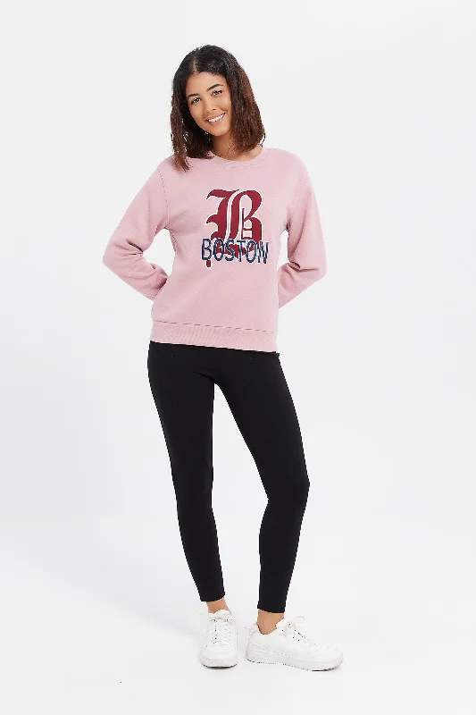 Women Pink Boston Sweatshirt