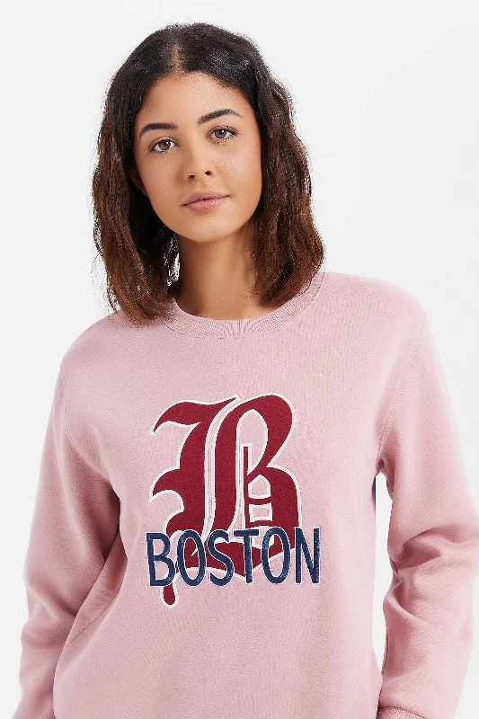 Women Pink Boston Sweatshirt