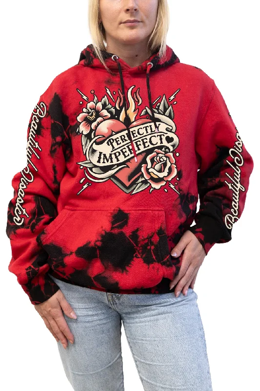 Rebel Ink Tie Dye Pullover  Hoodie - Red/Black