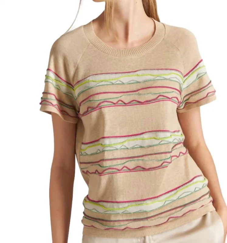 Stripe String Sweater In Beige Multi