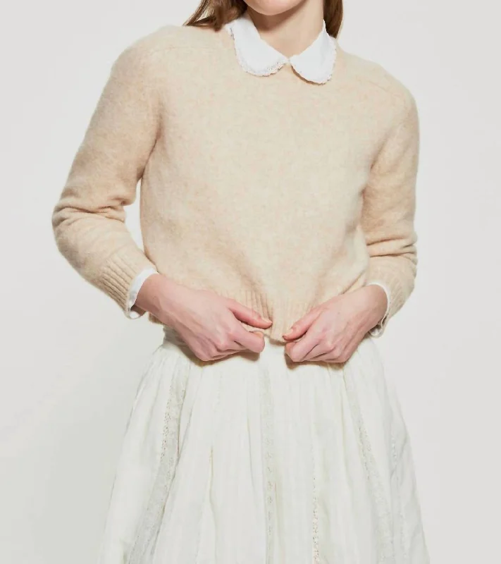 Tiba Cropped Jumper In Cream/beige