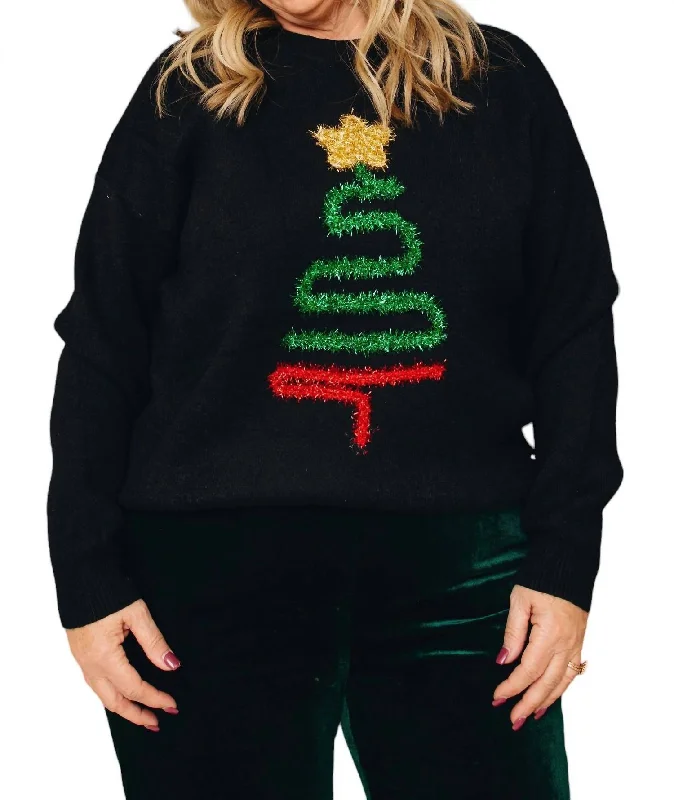 Tinsel Tidings Xmas Sweater In Black