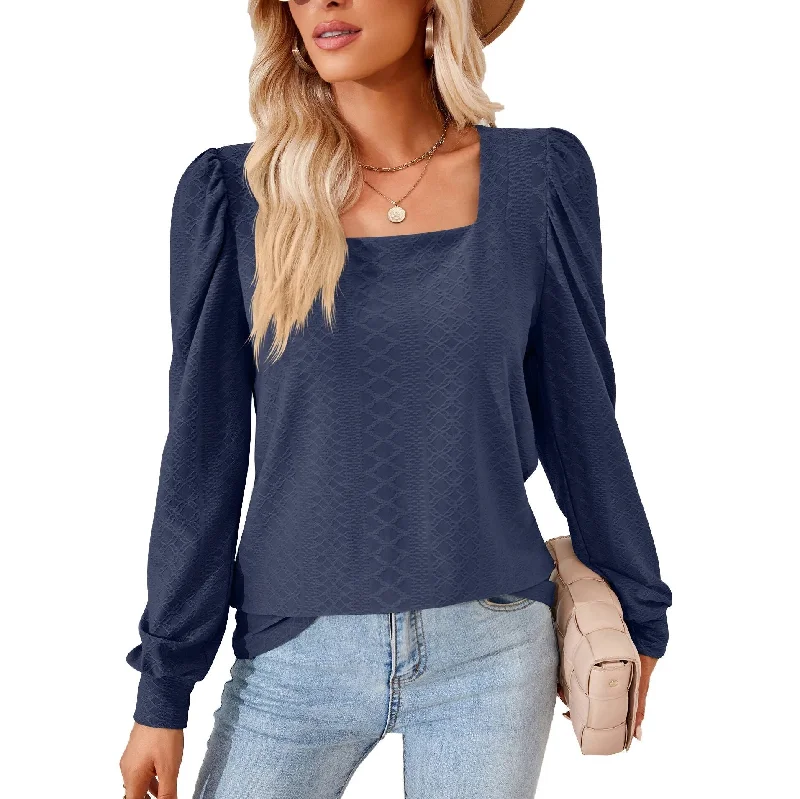 WSquare Neck Pleated Loose Tee