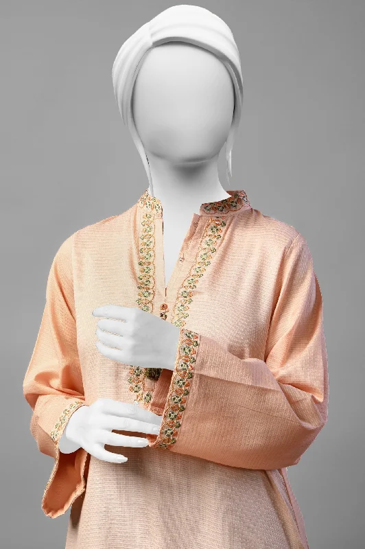 Peach Embroidered Kurti