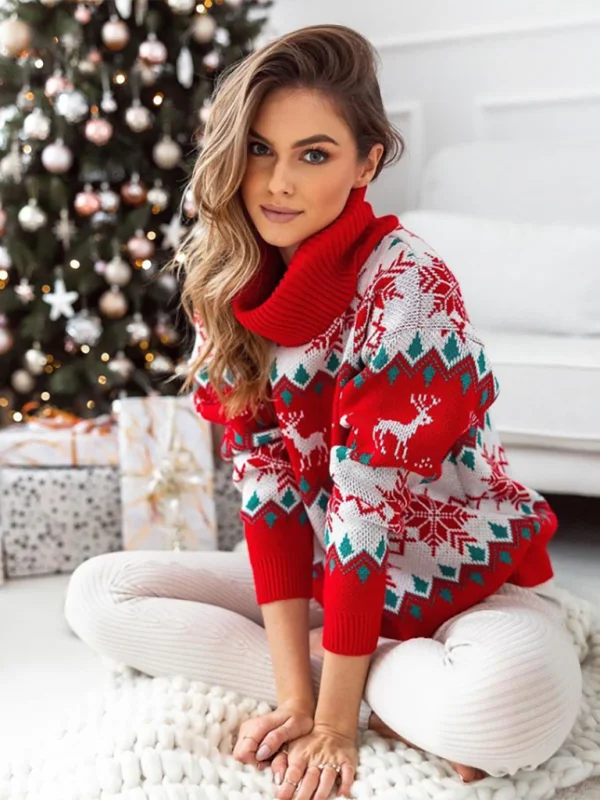 FZ Women's Christmas Turtleneck Long Sleeve Sweater