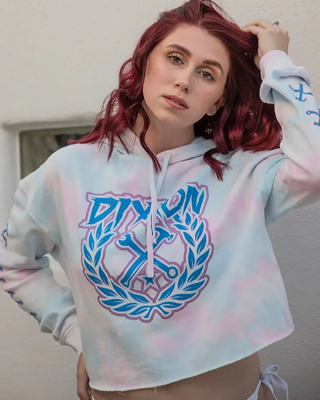 Women's Party Crest Crop Pullover Hoodie - Cotton Candy