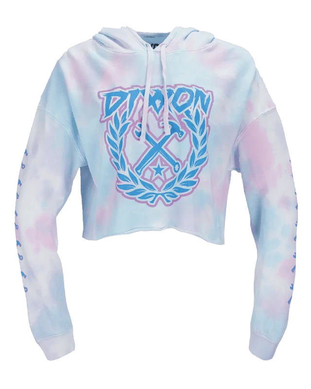 Women's Party Crest Crop Pullover Hoodie - Cotton Candy