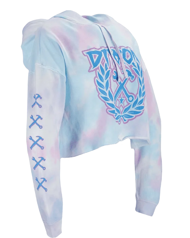 Women's Party Crest Crop Pullover Hoodie - Cotton Candy