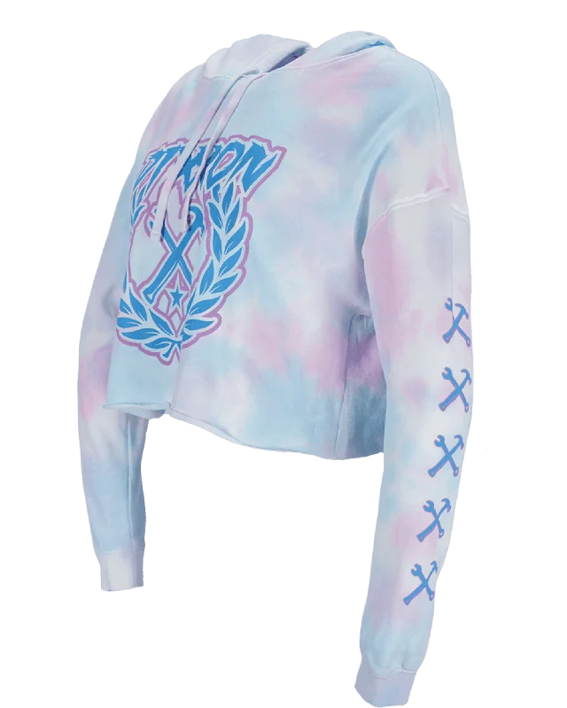 Women's Party Crest Crop Pullover Hoodie - Cotton Candy