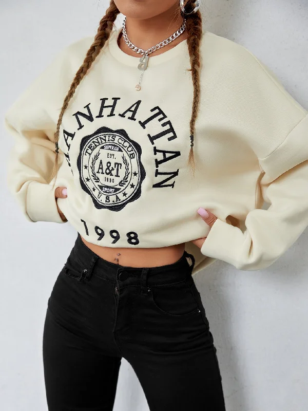 KittenAlarm - Letter Graphic Drop Shoulder Sweatshirt