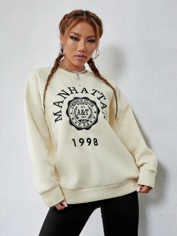 KittenAlarm - Letter Graphic Drop Shoulder Sweatshirt