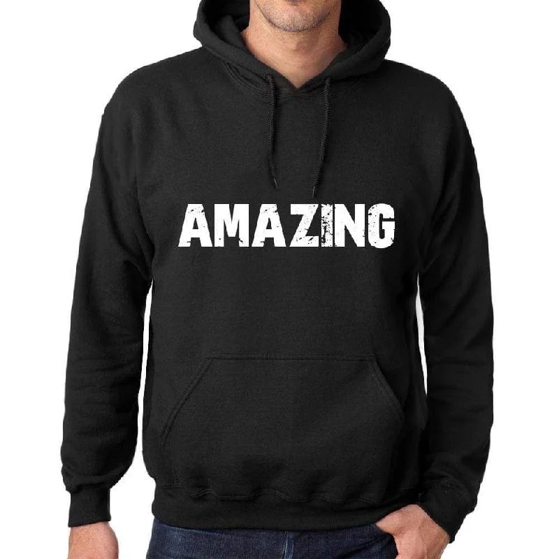 Men's Women's Unisex Printed Graphic Cotton Hoodie Soft Heavyweight Hooded Sweatshirt Pullover Popular Words AMAZING Deep Black