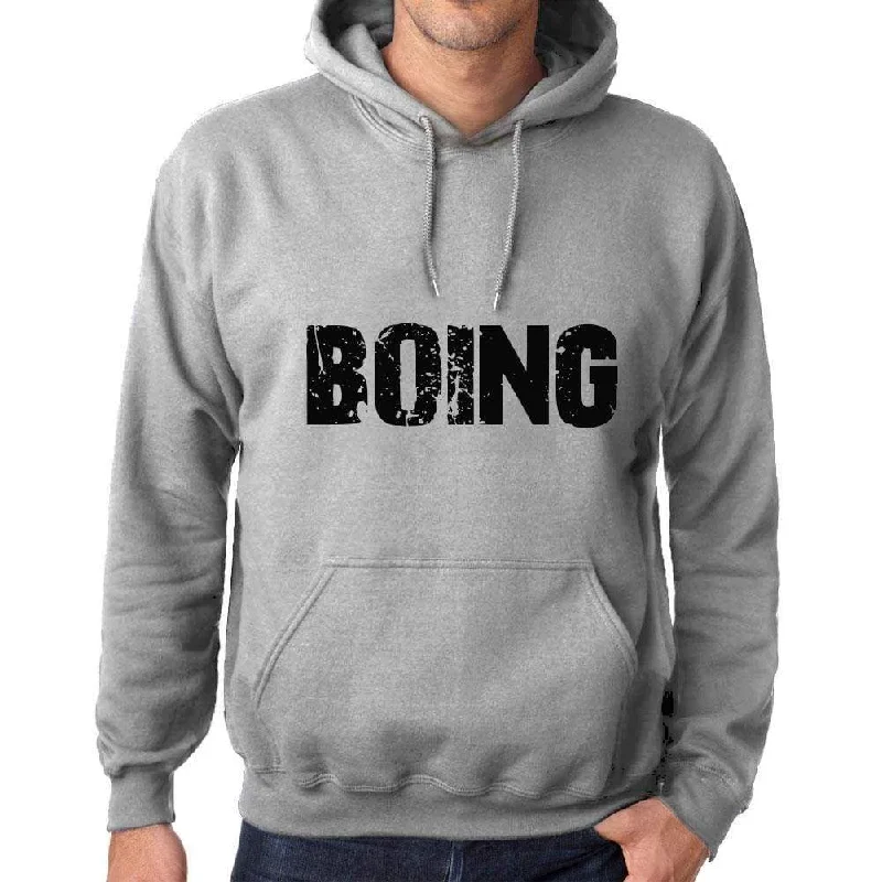 Unisex Printed Graphic Cotton Hoodie Popular Words BOING Grey Marl