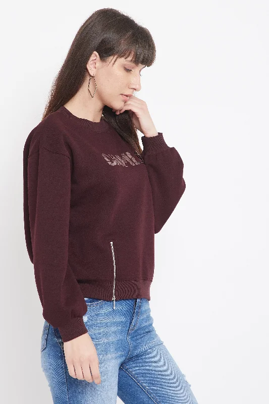 Camla Women Wine Sweat-Shirt