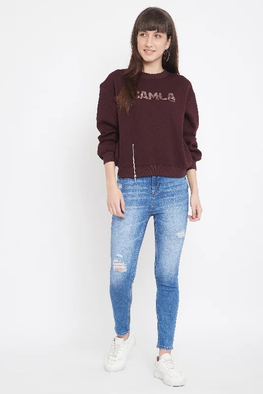 Camla Women Wine Sweat-Shirt