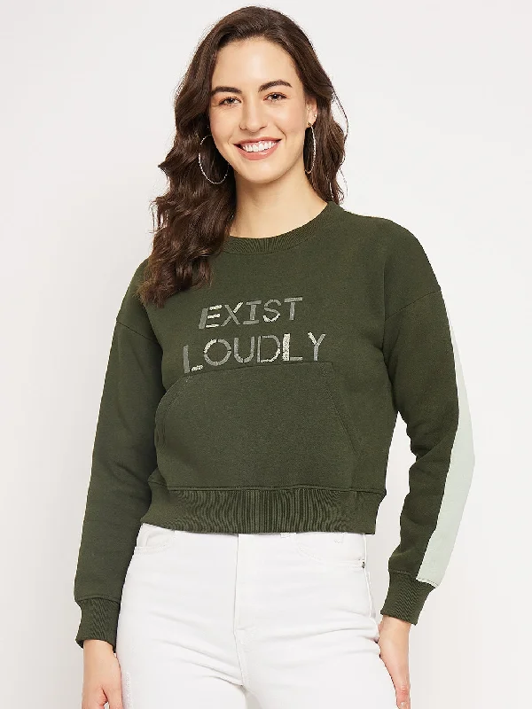 Camla Barcelona Typography Olive Green Sweatshirt