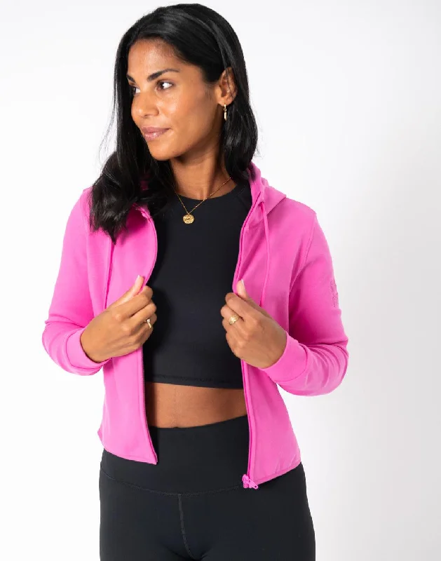 Chill Crop Zip Hoodie in Empower Pink