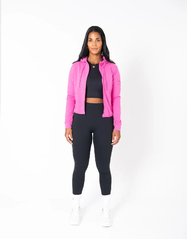 Chill Crop Zip Hoodie in Empower Pink