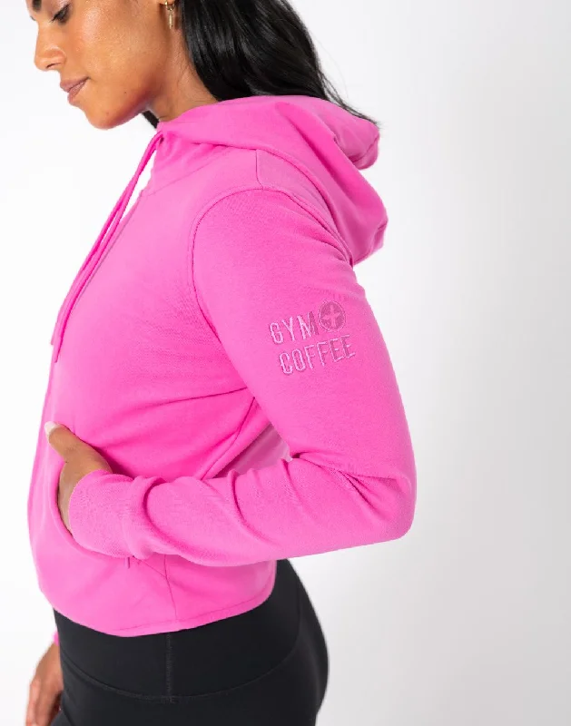 Chill Crop Zip Hoodie in Empower Pink