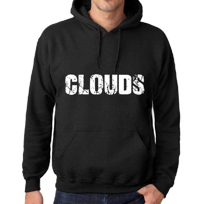 Men's Women's Unisex Printed Graphic Cotton Hoodie Soft Heavyweight Hooded Sweatshirt Pullover Popular Words CLOUDS Deep Black