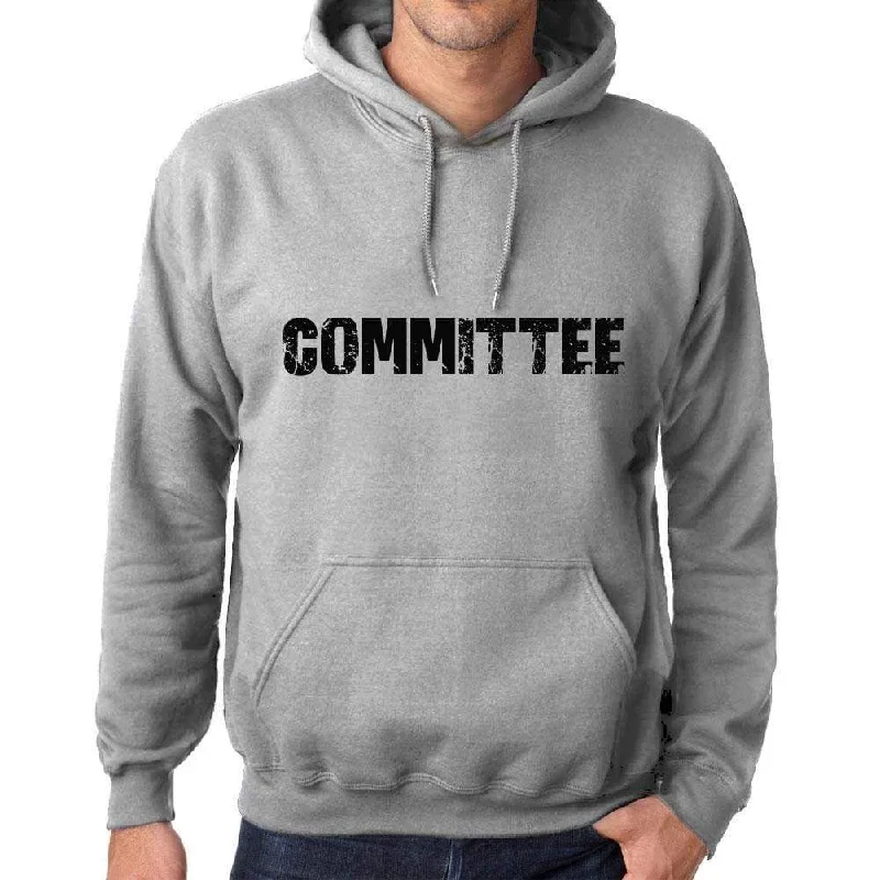 Unisex Printed Graphic Cotton Hoodie Popular Words COMMITTEE Grey Marl