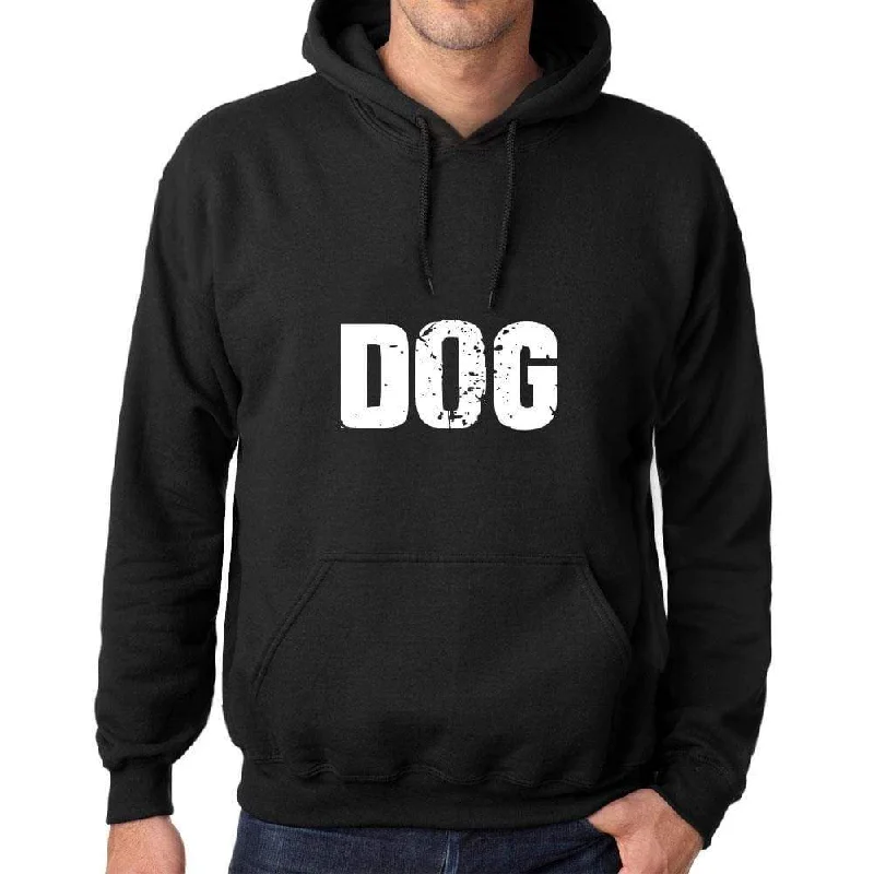 Men's Women's Unisex Printed Graphic Cotton Hoodie Soft Heavyweight Hooded Sweatshirt Pullover Popular Words DOG Deep Black