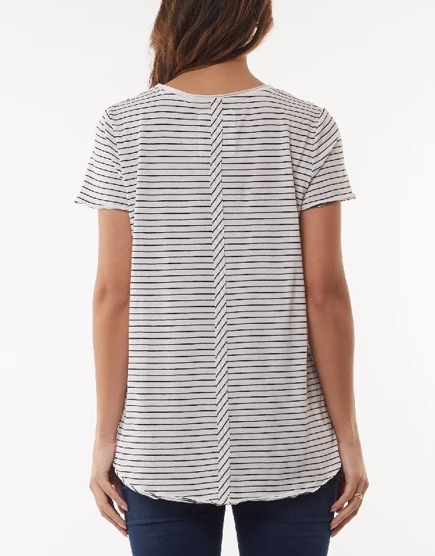 Elm Fundamental Vee Tee Black/White Stripe