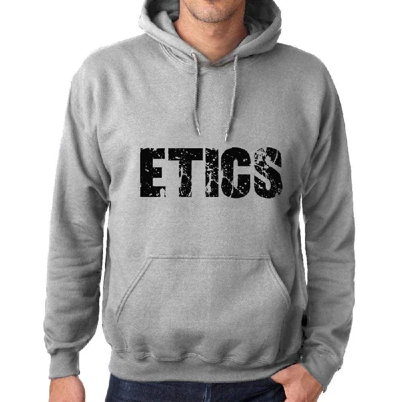 Unisex Printed Graphic Cotton Hoodie Popular Words ETICS Grey Marl