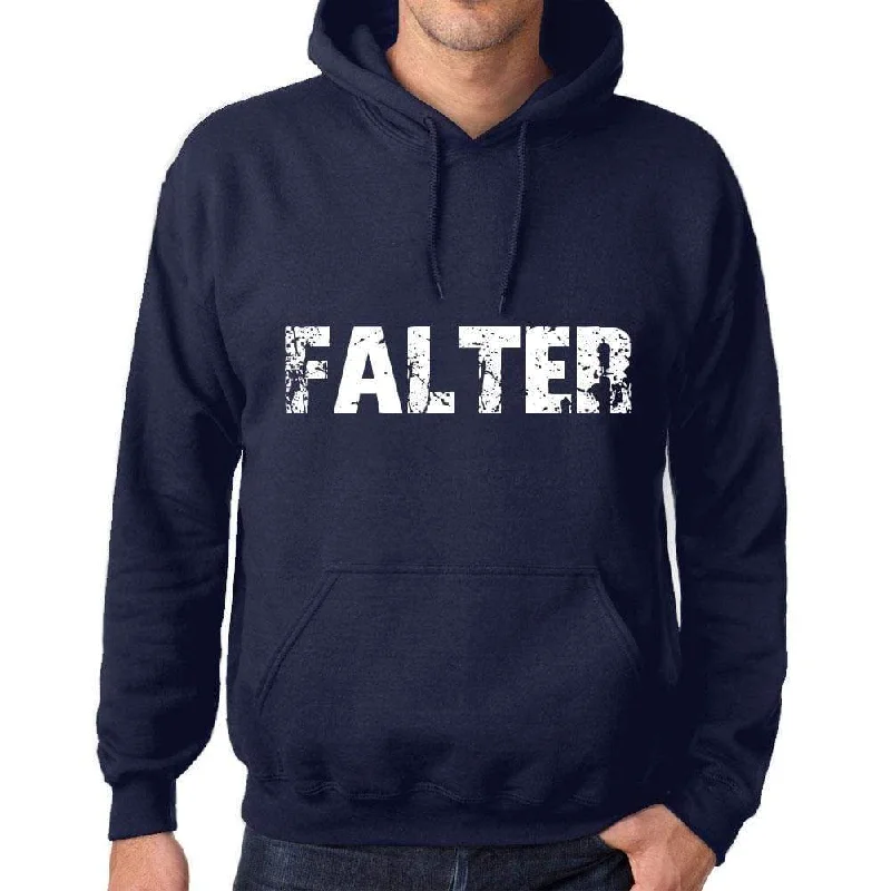 Unisex Printed Graphic Cotton Hoodie Popular Words FALTER French Navy