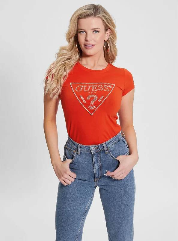 Fire Red Rhinestone Logo T-Shirt