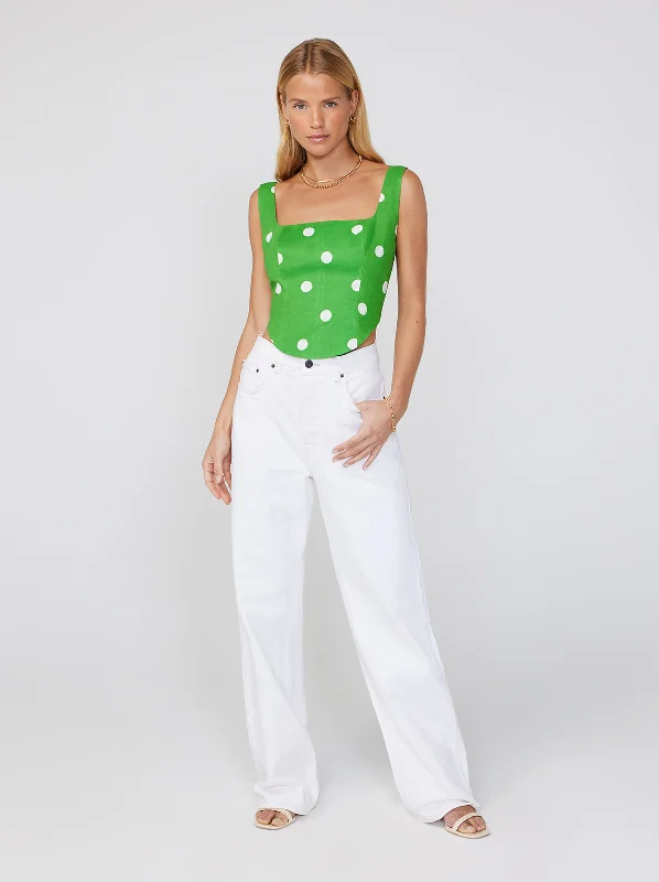 Ines Green Polka Dot Top