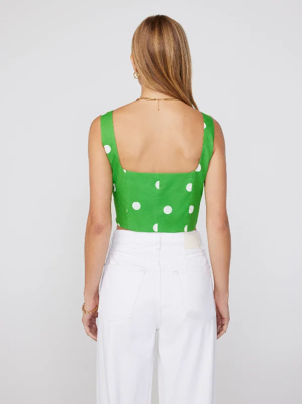 Ines Green Polka Dot Top