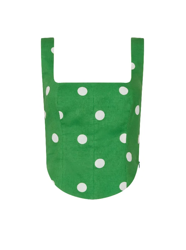 Ines Green Polka Dot Top