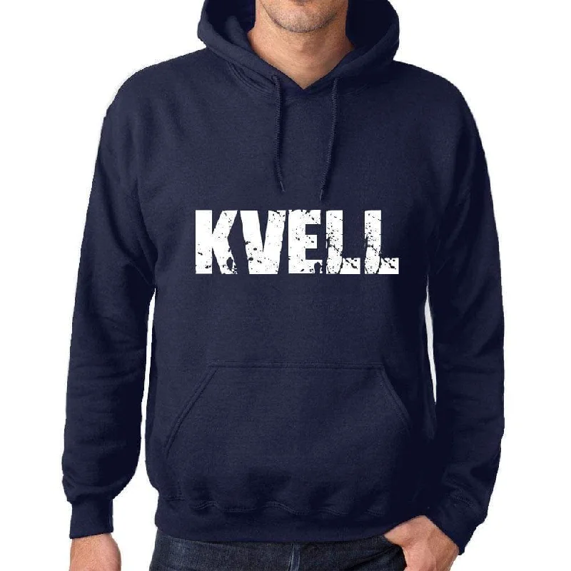 Unisex Printed Graphic Cotton Hoodie Popular Words KVELL French Navy