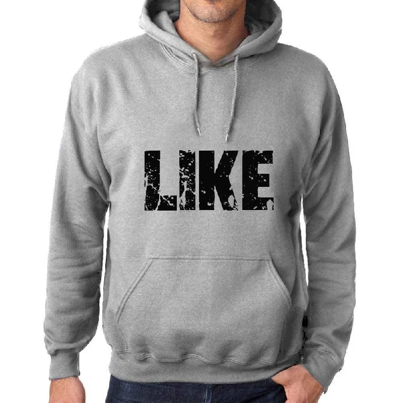 Unisex Printed Graphic Cotton Hoodie Popular Words LIKE Grey Marl