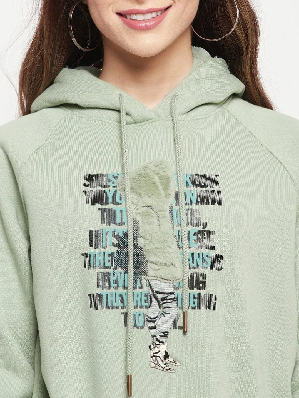 MADAME Printed Drawstring Sweatshirt for Women