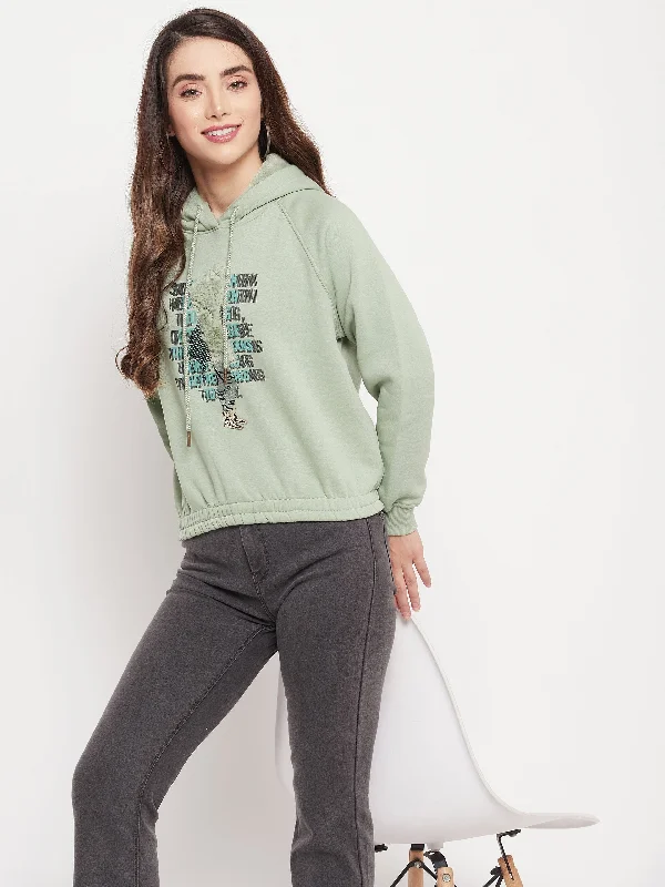 MADAME Printed Drawstring Sweatshirt for Women