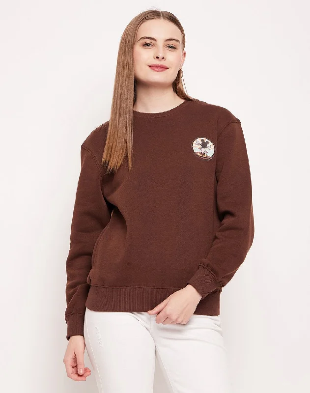 Madame Disney Graphic Print Chocolate Brown Sweatshirt