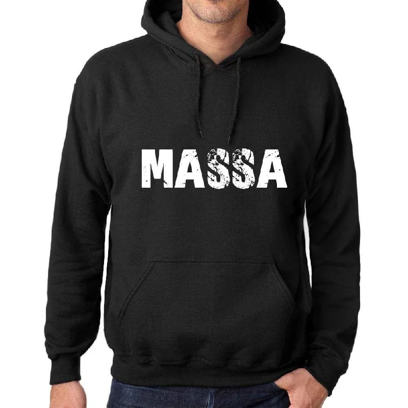 Men's Women's Unisex Printed Graphic Cotton Hoodie Soft Heavyweight Hooded Sweatshirt Pullover Popular Words MASSA Deep Black