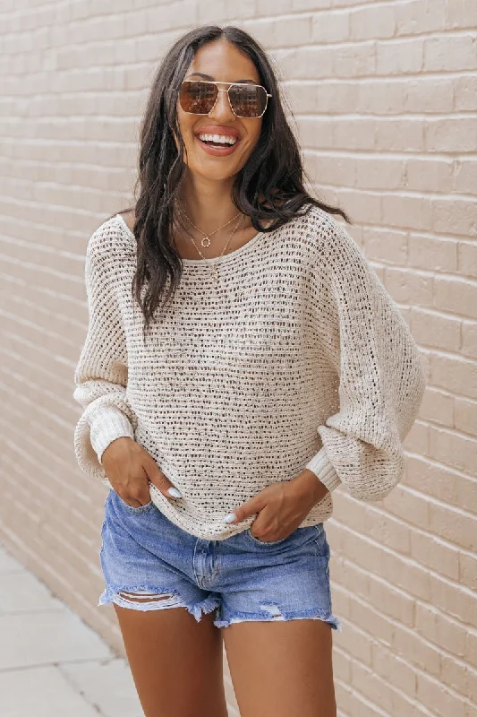 Natural Crochet Long Sleeve Sweater