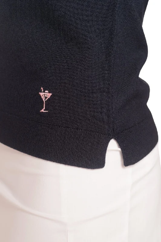 Navy/White Stretch V-Neck Sweater