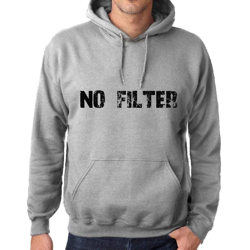 Unisex Printed Graphic Cotton Hoodie Popular Words NO FILTER Grey Marl