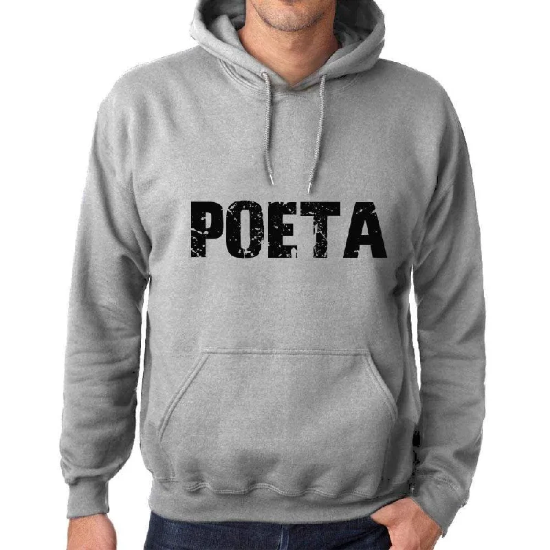 Unisex Printed Graphic Cotton Hoodie Popular Words POETA Grey Marl