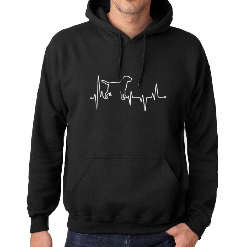 Printed Graphic Unisex Dog Lover Heartbeat Hoodie Casual Hooded Sweatshirt